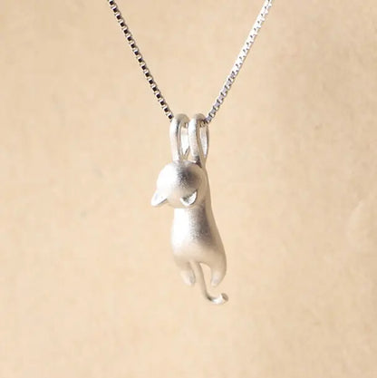 Collier et pendentif de chat de couleur argent Pour toi Mon chat