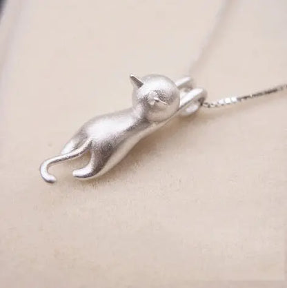 Collier et pendentif de chat de couleur argent Pour toi Mon chat