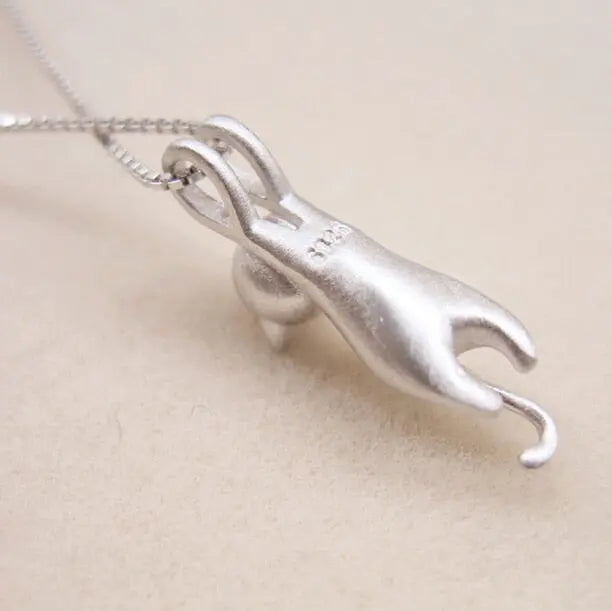 Collier et pendentif de chat de couleur argent Pour toi Mon chat