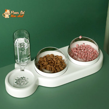 Distributeur de Croquettes et Eau pour Chat - TrioCatBowl™ - Pour toi Mon chat