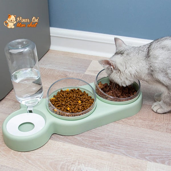 Distributeur de Croquettes et Eau pour Chat - TrioCatBowl™ - Pour toi Mon chat