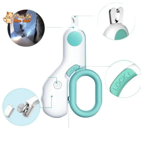 Coupe ongles sécurisé à LED - chat - chien - lapin - GriffouNet’™ - Pour toi Mon chat