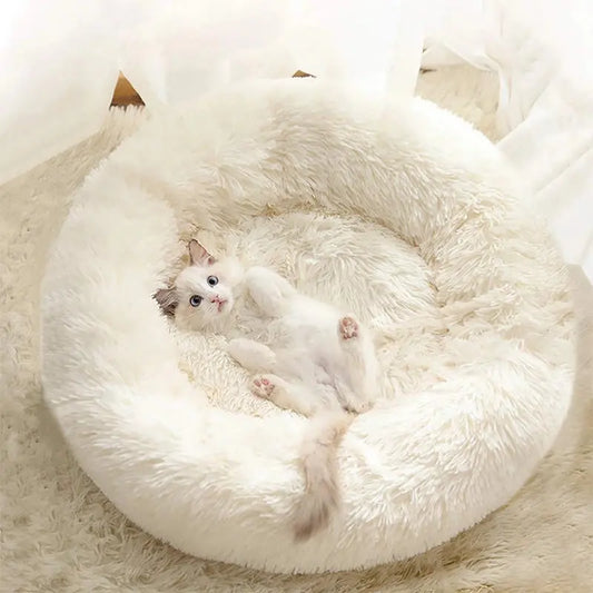 Lit à long poil apaisant en forme de donut pour chat Pour toi Mon chat