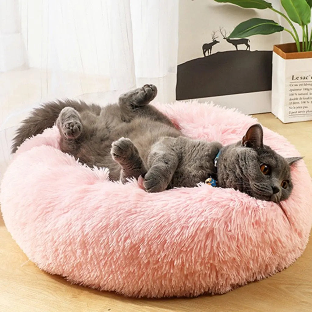 Lit à long poil apaisant en forme de donut pour chat Pour toi Mon chat