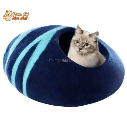Lit grotte en laine fait à la main pour chats et chatons - CHAT'GROTTE™ - Pour toi Mon chat