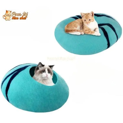 Lit grotte en laine fait à la main pour chats et chatons - CHAT'GROTTE™ - Pour toi Mon chat