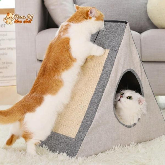 Niche pour Chat avec Grattoir - Crazybed™ - Pour toi Mon chat