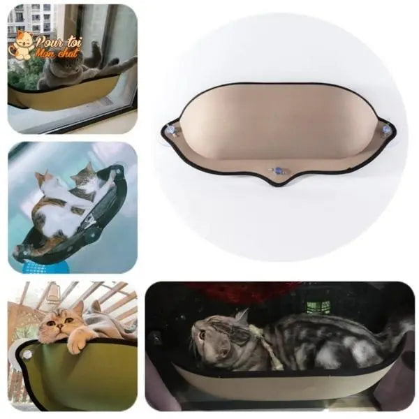 Lit suspendu à ventouses pour chat - Hamac-Fenêtre-Chat™ - Pour toi Mon chat