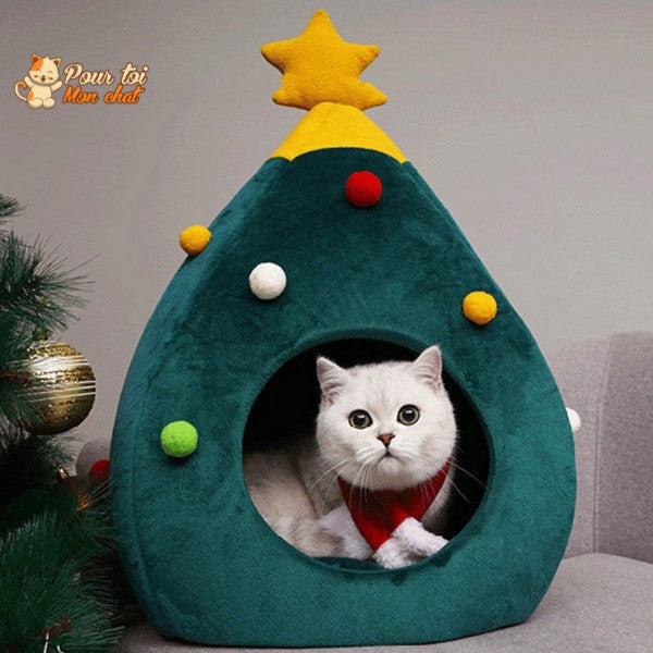 Noël - Niche, lit en forme de Sapin de Noël - MonBeauChatPin™ - Pour toi Mon chat