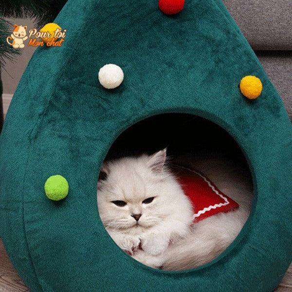 Noël - Niche, lit en forme de Sapin de Noël - MonBeauChatPin™ - Pour toi Mon chat