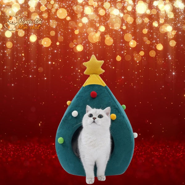 Noël - Niche, lit en forme de Sapin de Noël - MonBeauChatPin™ - Pour toi Mon chat