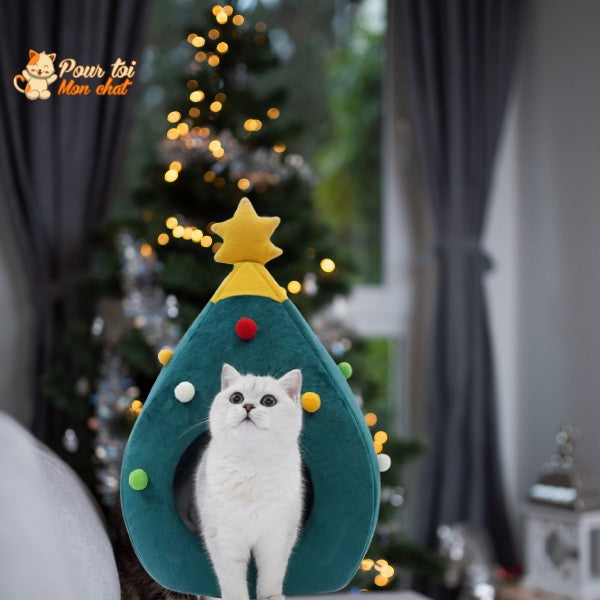 Noël - Niche, lit en forme de Sapin de Noël - MonBeauChatPin™ - Pour toi Mon chat