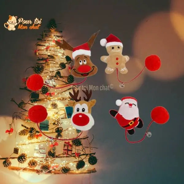 Noël Jouets en Peluche, fourrure, boule, cloche, poupées - Pour Chat - PomponNoëlChat™ - Pour toi Mon chat