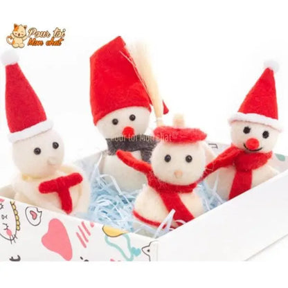 Noël Jouets, boule culbuto en feutre de laine, décors de Noël, Bonhomme de neige - Pour Chat - CulbutoNeigeChat™ - Pour toi Mon chat