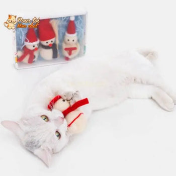 Noël Jouets, boule culbuto en feutre de laine, décors de Noël, Bonhomme de neige - Pour Chat - CulbutoNeigeChat™ - Pour toi Mon chat