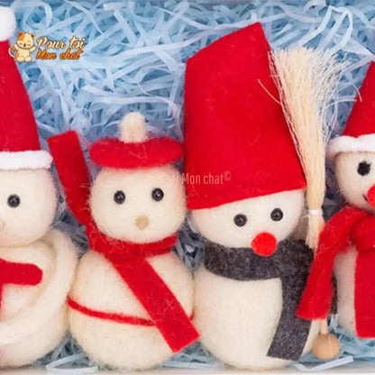 Noël Jouets, boule culbuto en feutre de laine, décors de Noël, Bonhomme de neige - Pour Chat - CulbutoNeigeChat™ - Pour toi Mon chat