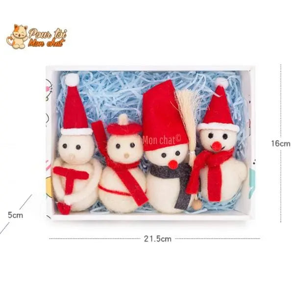 Noël Jouets, boule culbuto en feutre de laine, décors de Noël, Bonhomme de neige - Pour Chat - CulbutoNeigeChat™ - Pour toi Mon chat