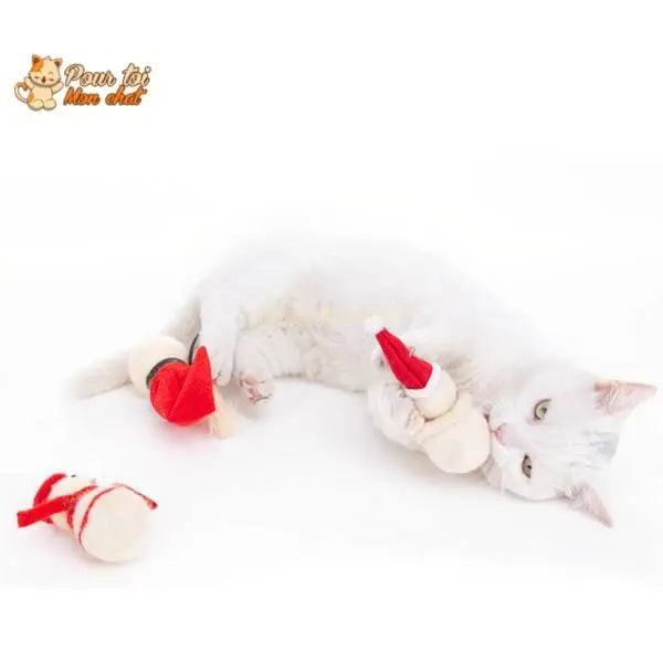 Noël Jouets, boule culbuto en feutre de laine, décors de Noël, Bonhomme de neige - Pour Chat - CulbutoNeigeChat™ - Pour toi Mon chat
