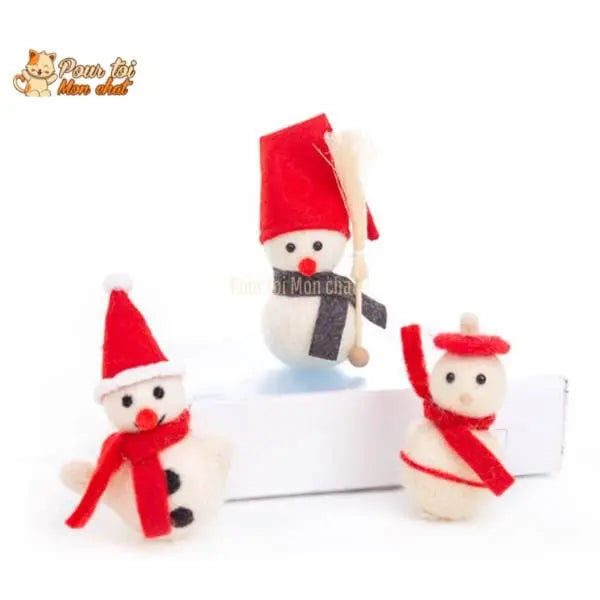 Noël Jouets, boule culbuto en feutre de laine, décors de Noël, Bonhomme de neige - Pour Chat - CulbutoNeigeChat™ - Pour toi Mon chat