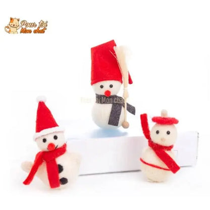 Noël Jouets, boule culbuto en feutre de laine, décors de Noël, Bonhomme de neige - Pour Chat - CulbutoNeigeChat™ - Pour toi Mon chat