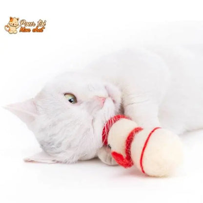 Noël Jouets, boule culbuto en feutre de laine, décors de Noël, Bonhomme de neige - Pour Chat - CulbutoNeigeChat™ - Pour toi Mon chat