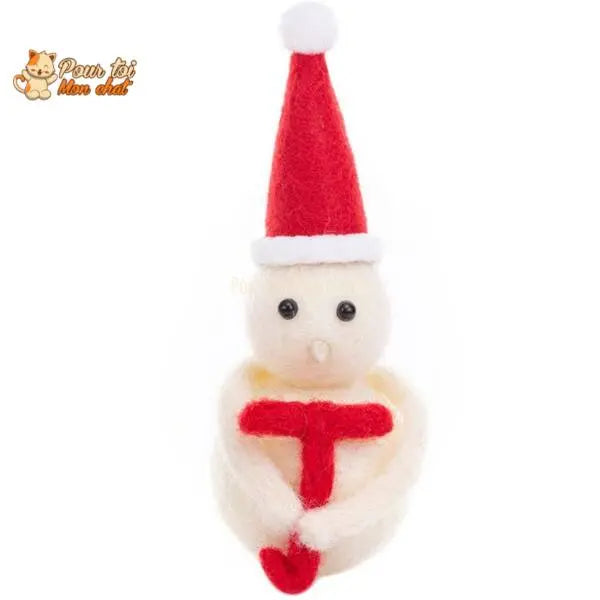 Noël Jouets, boule culbuto en feutre de laine, décors de Noël, Bonhomme de neige - Pour Chat - CulbutoNeigeChat™ - Pour toi Mon chat