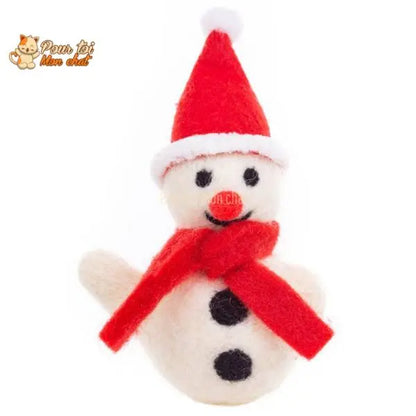 Noël Jouets, boule culbuto en feutre de laine, décors de Noël, Bonhomme de neige - Pour Chat - CulbutoNeigeChat™ - Pour toi Mon chat