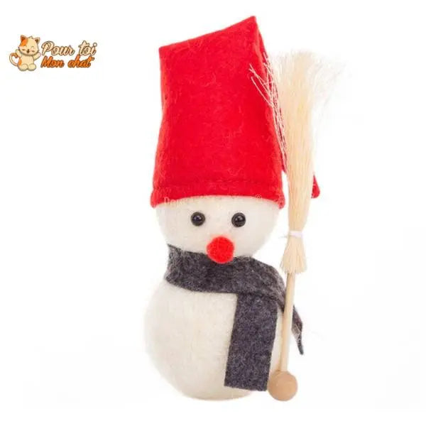 Noël Jouets, boule culbuto en feutre de laine, décors de Noël, Bonhomme de neige - Pour Chat - CulbutoNeigeChat™ - Pour toi Mon chat