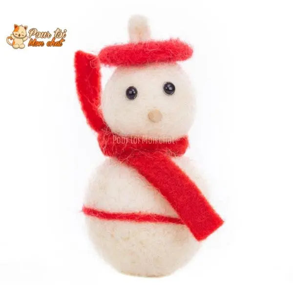 Noël Jouets, boule culbuto en feutre de laine, décors de Noël, Bonhomme de neige - Pour Chat - CulbutoNeigeChat™ - Pour toi Mon chat