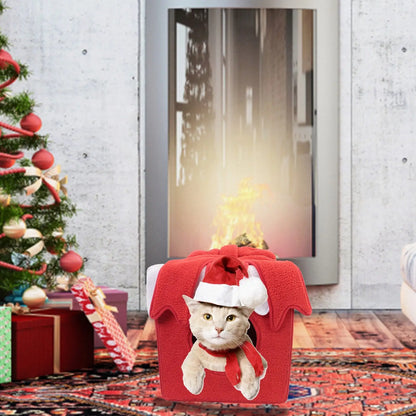 Noël cabane Lit pour Chat et Chien, fermée, doux et confortable - NoëlChatCadeau™ - Pour toi Mon chat