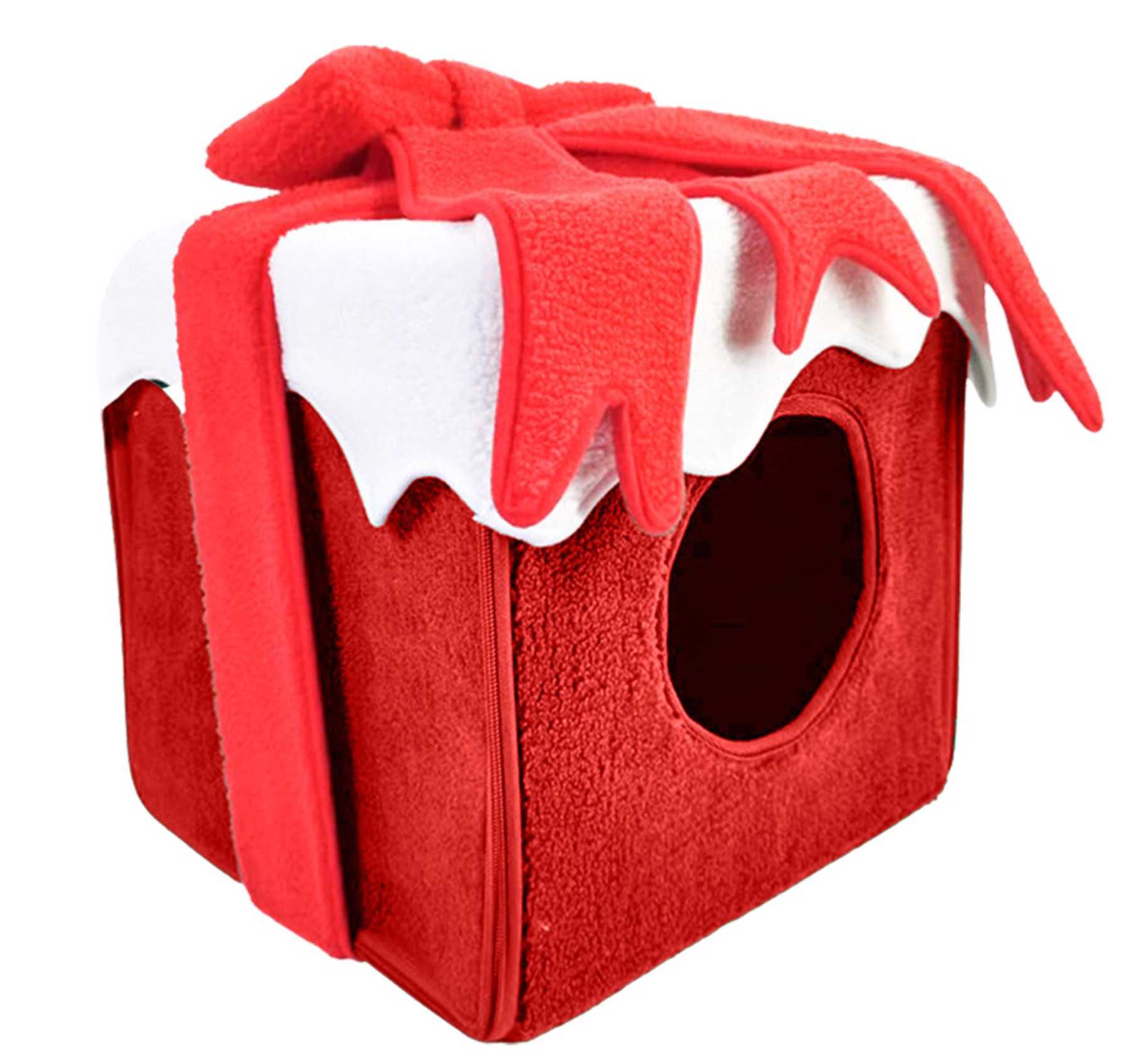 Noël cabane Lit pour Chat et Chien, fermée, doux et confortable - NoëlChatCadeau™ - Pour toi Mon chat