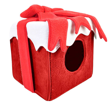 Noël cabane Lit pour Chat et Chien, fermée, doux et confortable - NoëlChatCadeau™ - Pour toi Mon chat