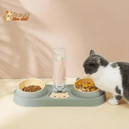 Fontaine à eau et bols à croquettes et friandises pour chat - Perfect Trio - Pour toi Mon chat