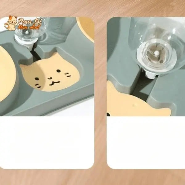 Fontaine à eau et bols à croquettes et friandises pour chat - Perfect Trio - Pour toi Mon chat