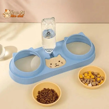 Fontaine à eau et bols à croquettes et friandises pour chat - Perfect Trio - Pour toi Mon chat