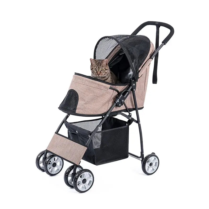 Poussette pliable avec panier de rangement pour chat Pour toi Mon chat