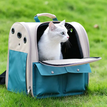 Sac à dos bleu pliable et ventilé pour chat Pour toi Mon chat
