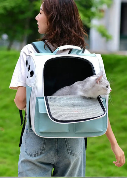 Sac à dos vert pliable et ventilé pour chat Pour toi Mon chat