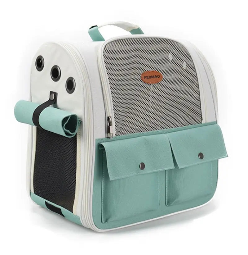 Sac à dos vert pliable et ventilé pour chat Pour toi Mon chat