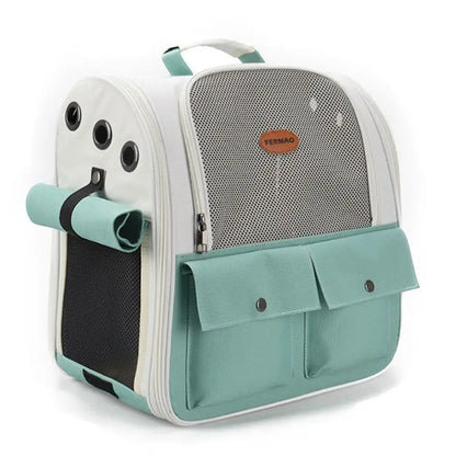 Sac à dos vert pliable et ventilé pour chat Pour toi Mon chat