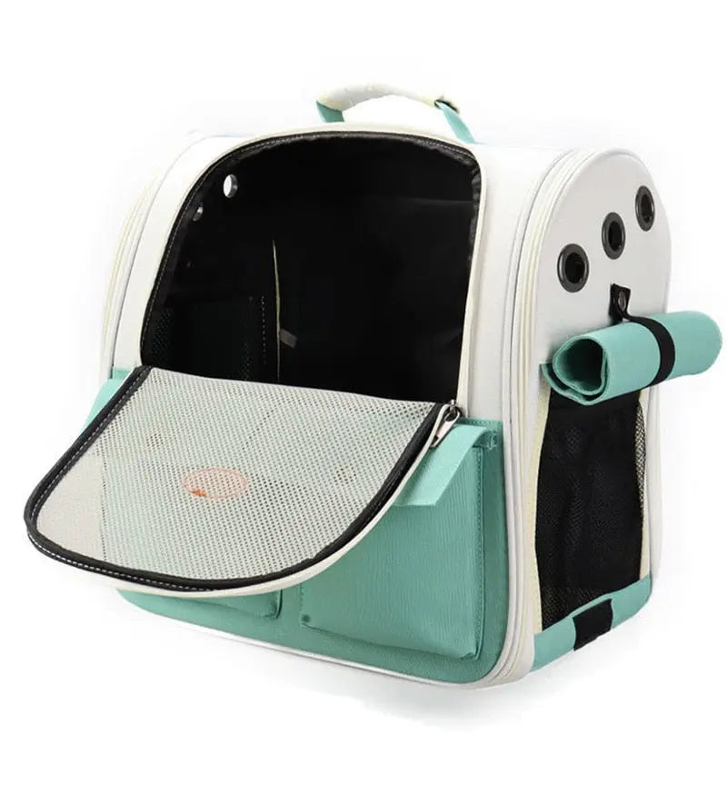 Sac à dos vert pliable et ventilé pour chat Pour toi Mon chat