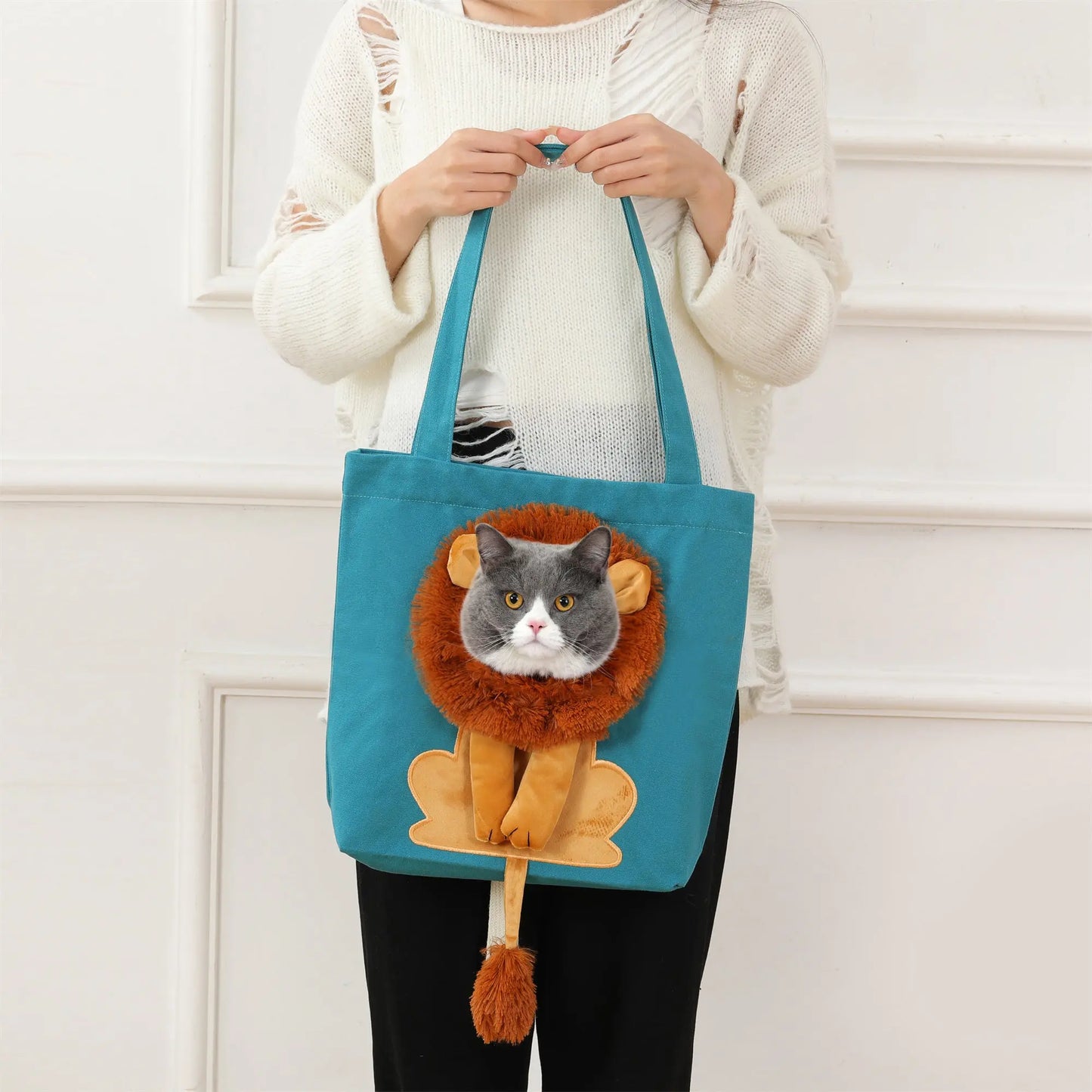 Sac à main portable à design de lion pour chat Pour toi Mon chat