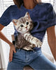 T-shirt avec chat mignon imprimé en 3D pour femme Pour toi Mon chat