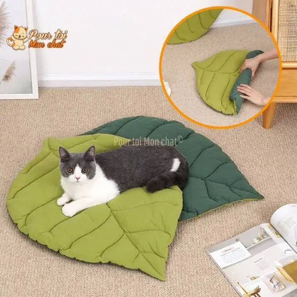 TAPIS, LIT, COUSSIN DOUX EN FORME DE FEUILLE POUR CHAT – FEUILL’À’CHAT™ - Pour toi Mon chat