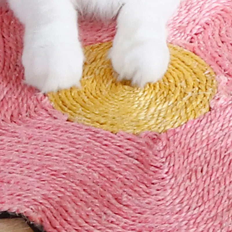 Tapis à griffes de chat en sisal à forme de fleur Pour toi Mon chat