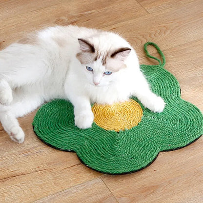 Tapis à griffes de chat en sisal à forme de fleur Pour toi Mon chat
