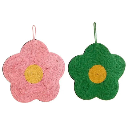 Tapis à griffes de chat en sisal à forme de fleur Pour toi Mon chat