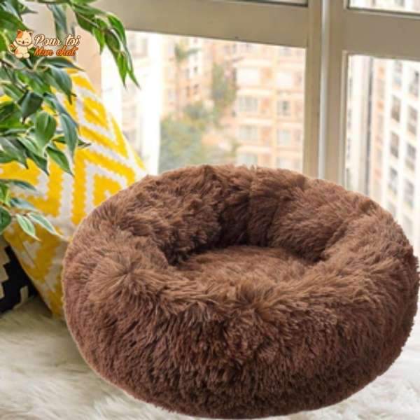 Coussin chat, maison pour chat, niche pour chat, COUSSINOO marron foncé,  logo pour toi mon chat en haut à gauche